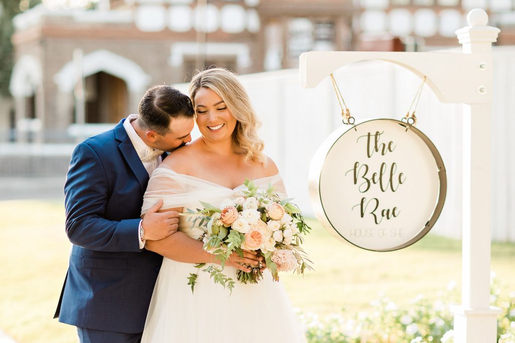 the belle rae wedding, golden hour portraits, bride and groom, just married
