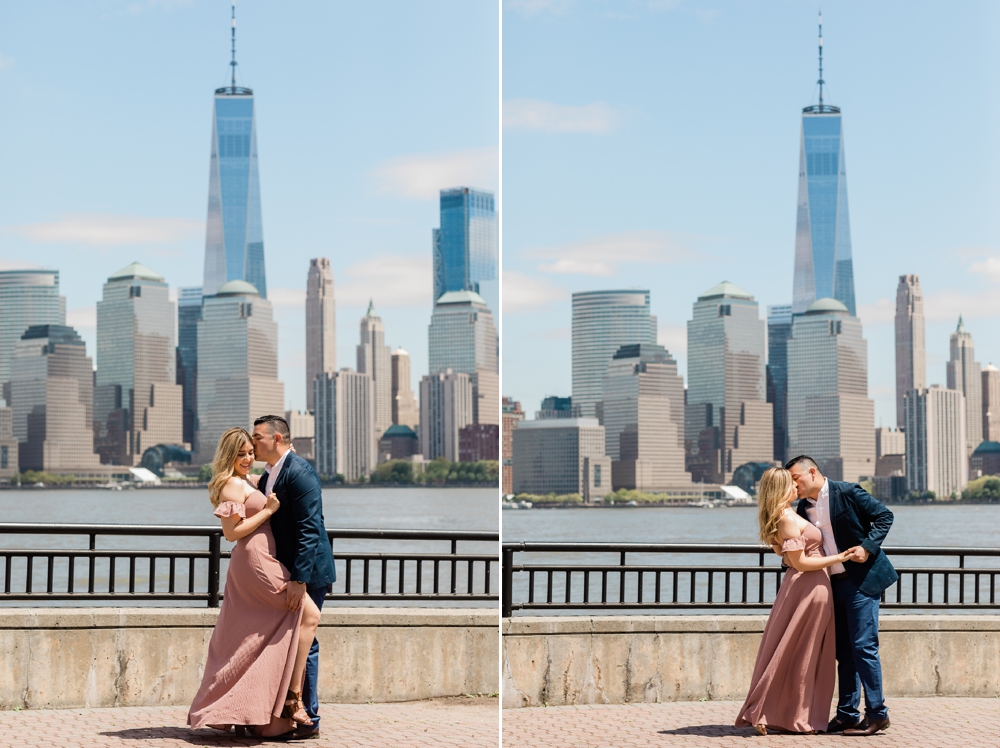 liberty skyline new jersey engagement session
