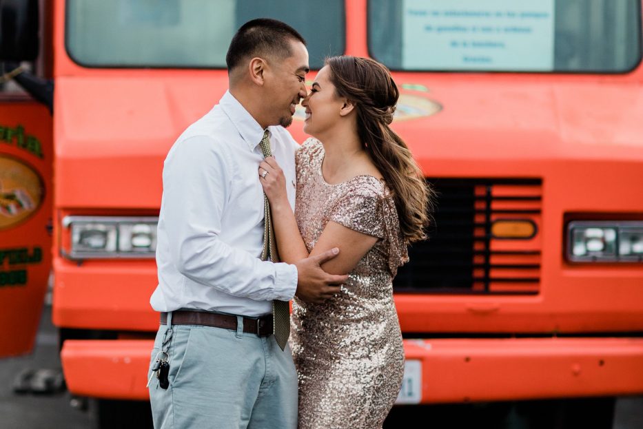 eloped couple in front of a taco truck